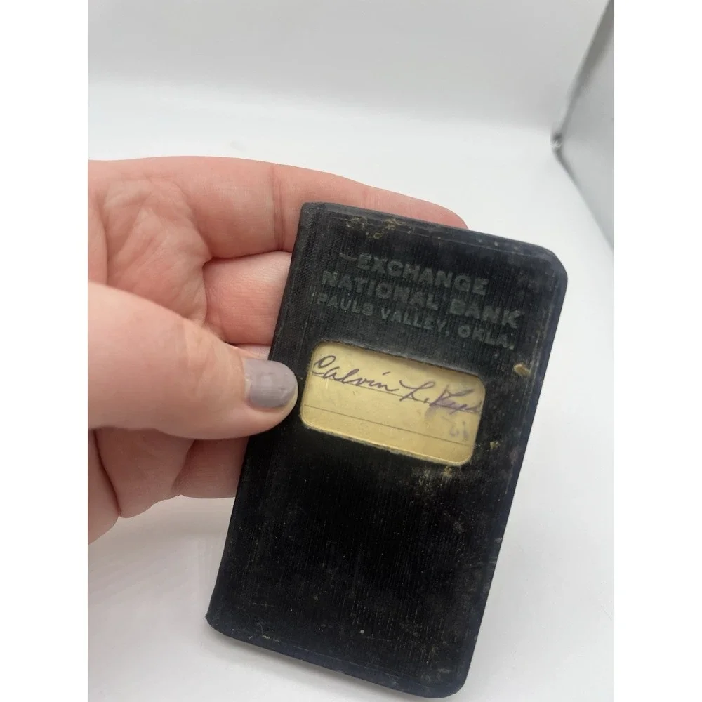 Vintage Exchange National Bank Book Pauls Valley Oklahoma Mini Pocket Ledger